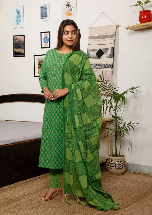 Fully Stitched Cotton Salwar Suit with Bottom & Dupatta!!