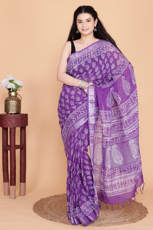 Beautiful Designer Linen  Saree