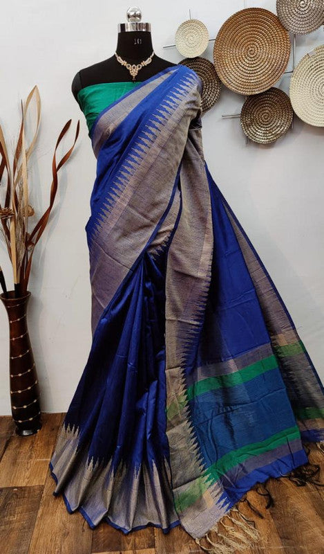 Raw silk weaving saree with Temple woven border!!