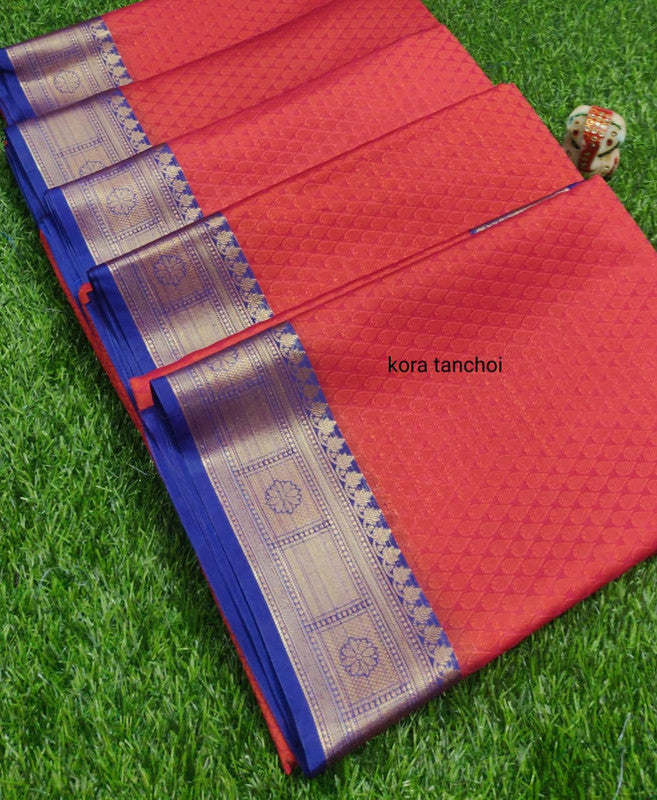 Original Banarasi Tanchoi Silk  latest contrast Saree!!