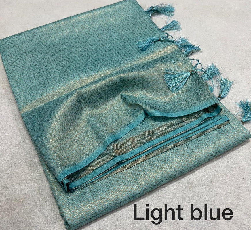 Light Blue Coloured Soft Silk Jacquard work with Beautiful Rich Pallu Women Party/Daily wear Designer Kubera Pattu Saree with Blouse!!