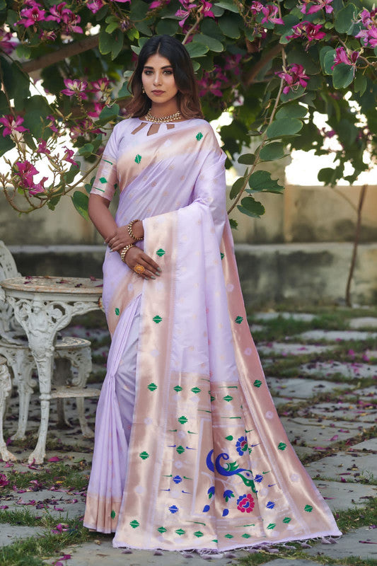 Banarasi Soft silk Paithani Saree with Zari border and Zari pallu!!