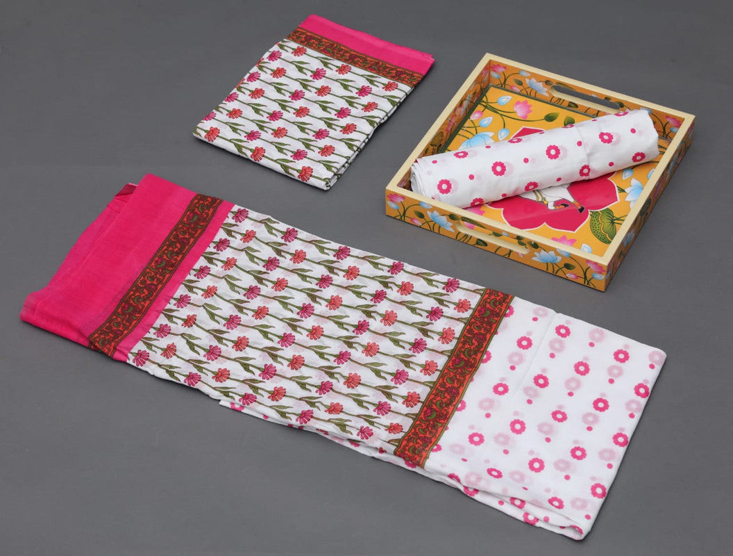 Exclusive Hand Printed Cotton Suits With Cotton Salwar & Mul Cotton Dupatta!!