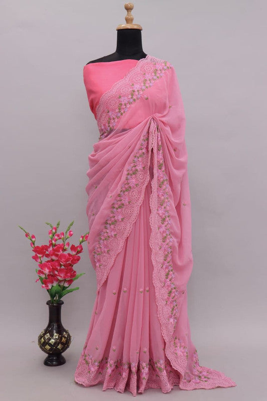 Beautiful Georgett silk Sarees with Embroidery work!!