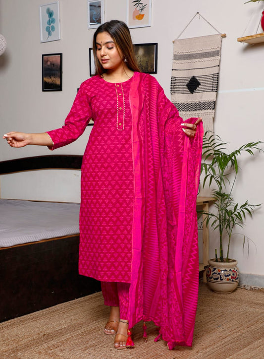 Fully Stitched Cotton Salwar Suit with Bottom & Dupatta!!