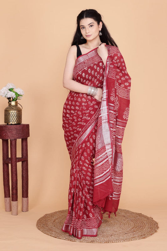 Beautiful Designer Linen  Saree