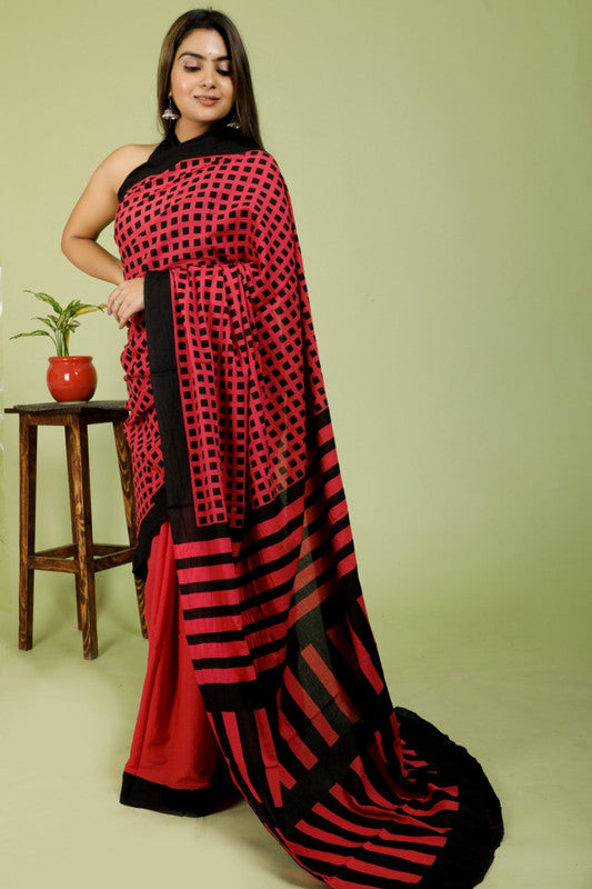 BEAUTIFUL HAND PRINTED MUL COTTON SAREE!!