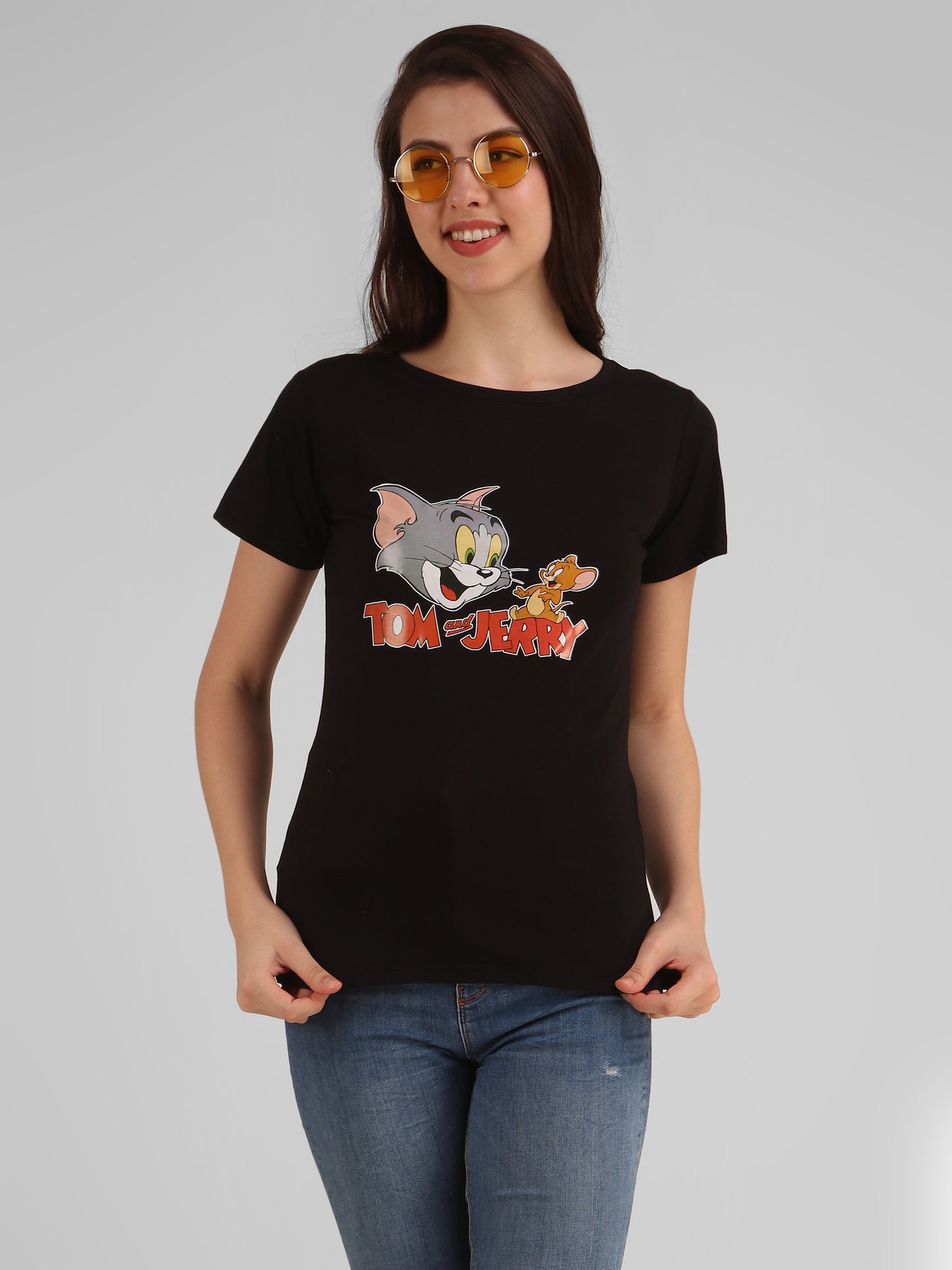 Black Coloured Tom & Jerry Print Trendy T Shirt!!
