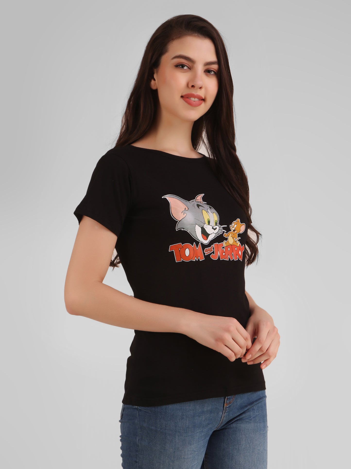 Black Coloured Tom & Jerry Print Trendy T Shirt!!