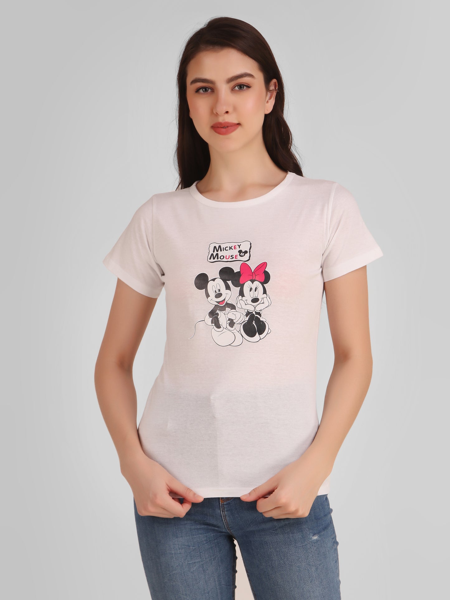 White Coloured Mickey Print Trendy T Shirt!!