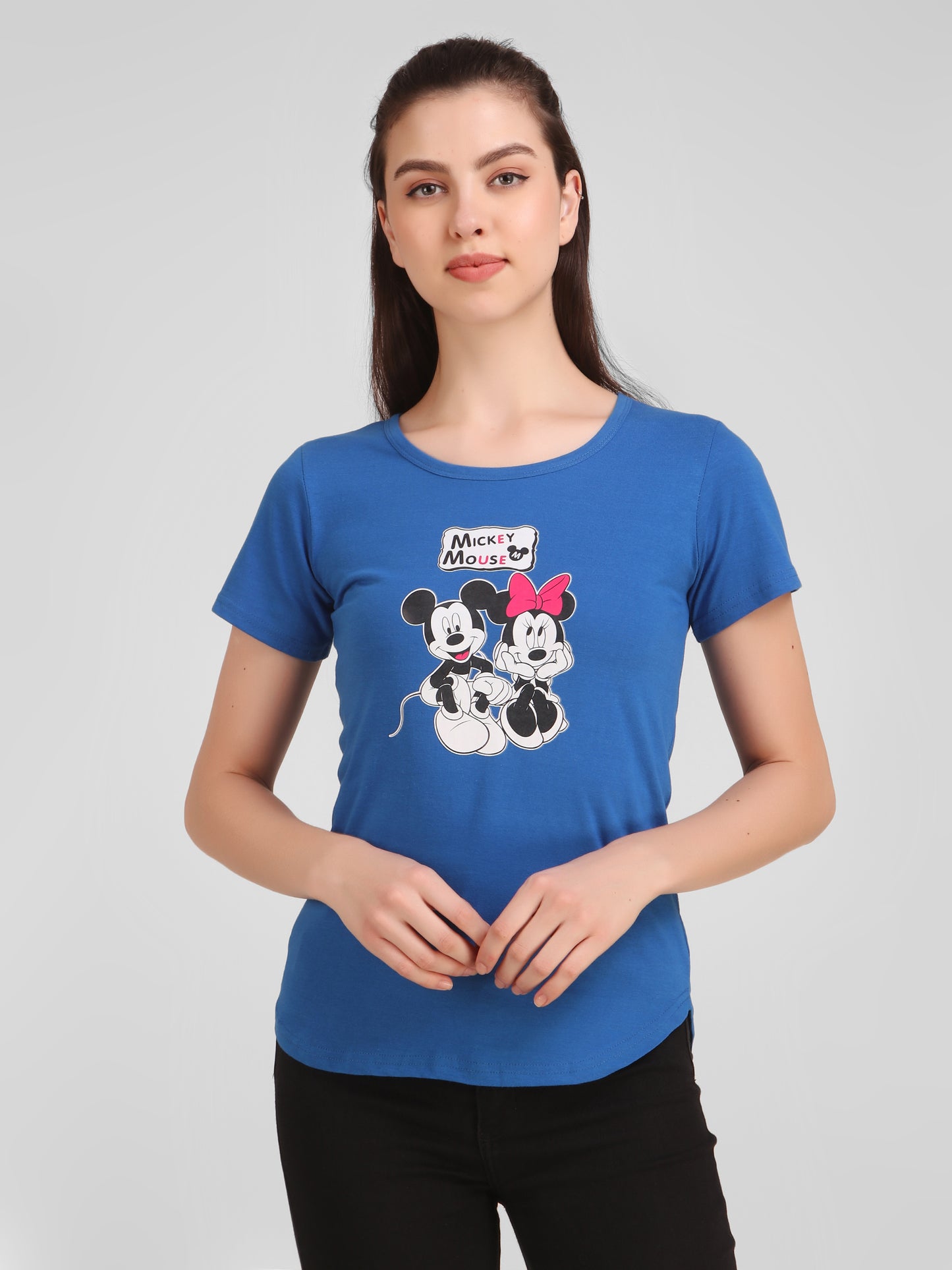 Blue Coloured Mickey Print Trendy T Shirt!!