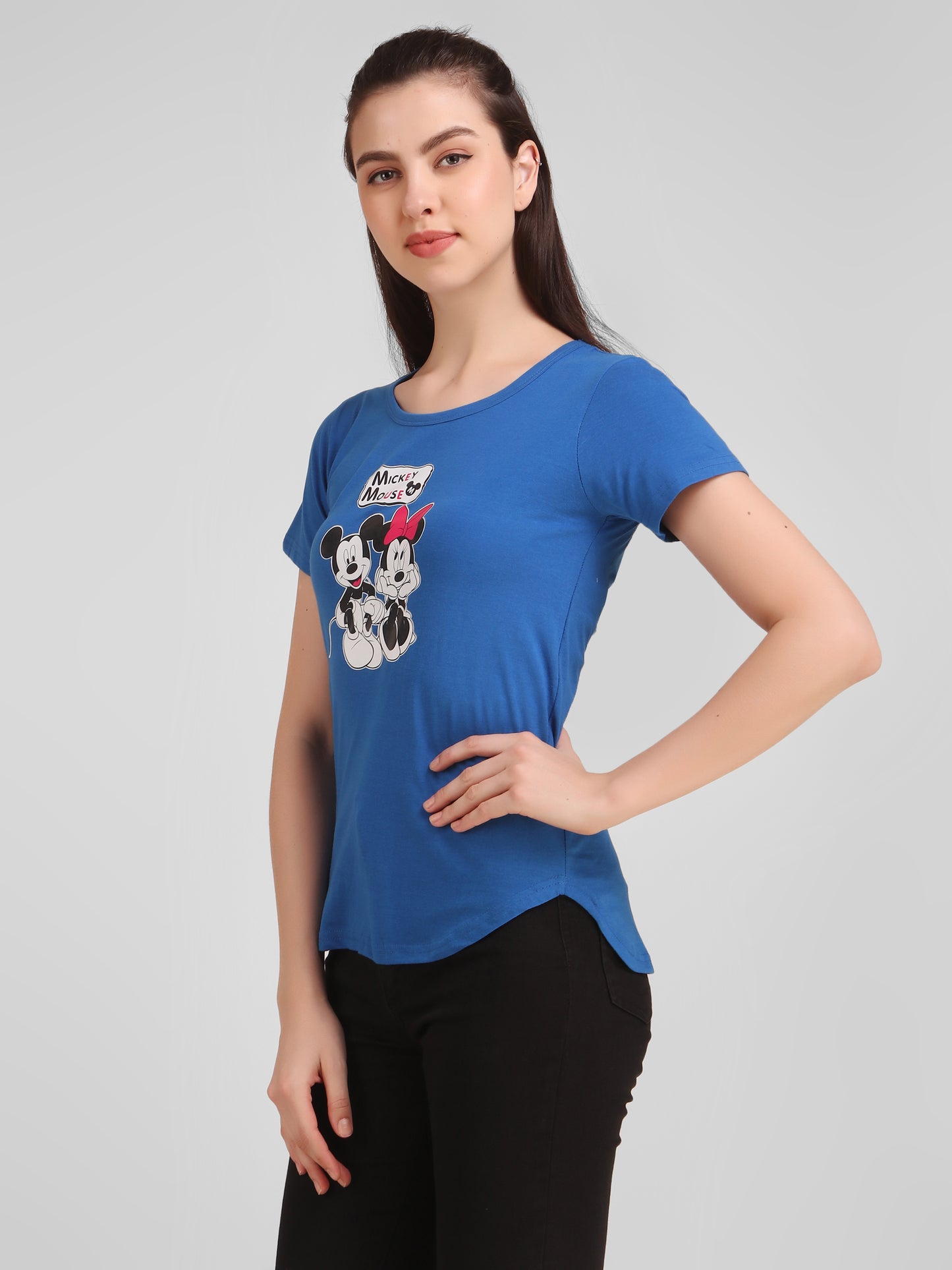 Blue Coloured Mickey Print Trendy T Shirt!!