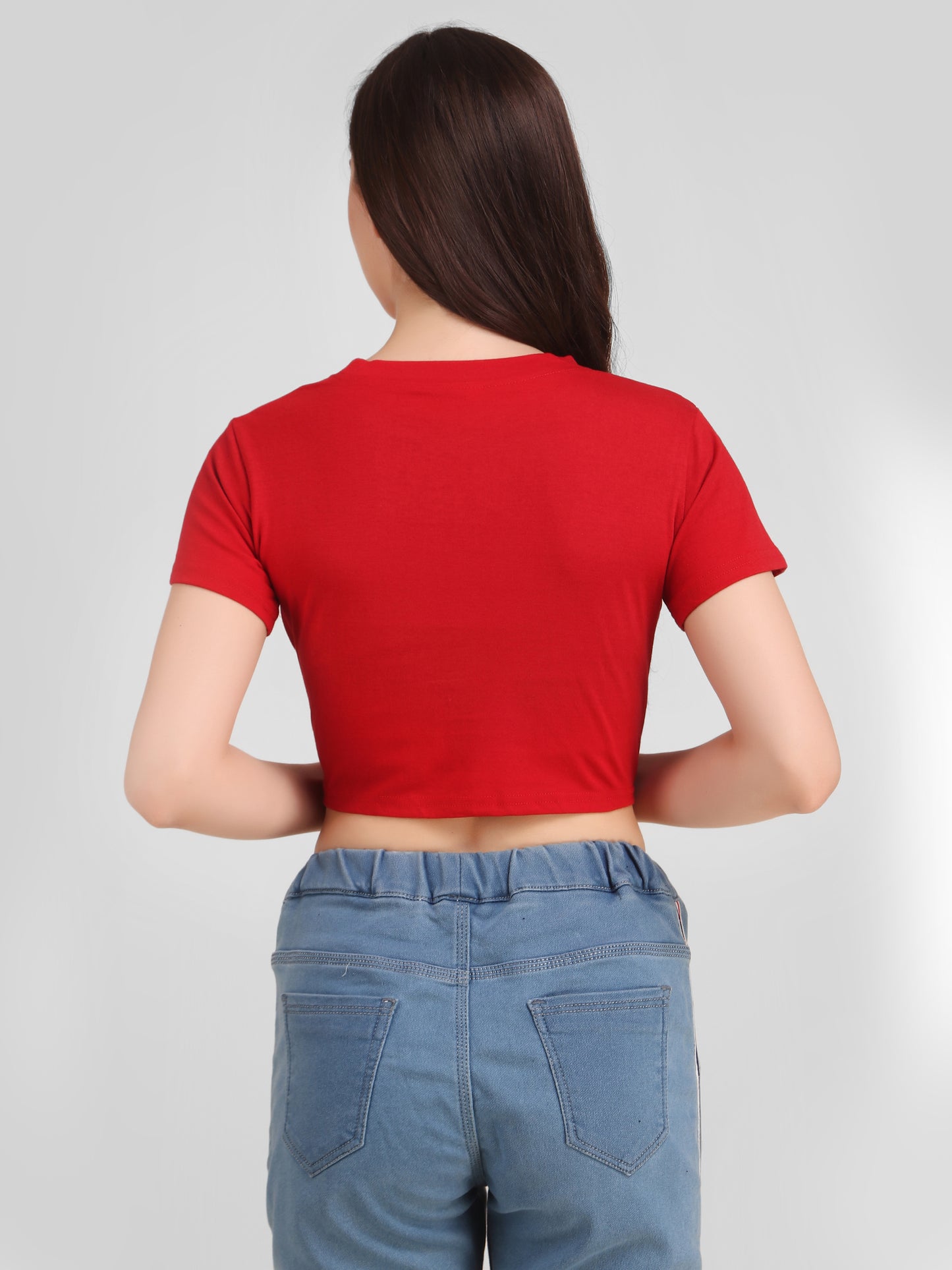 Red Coloured Meow Print Trendy Crop Top!!