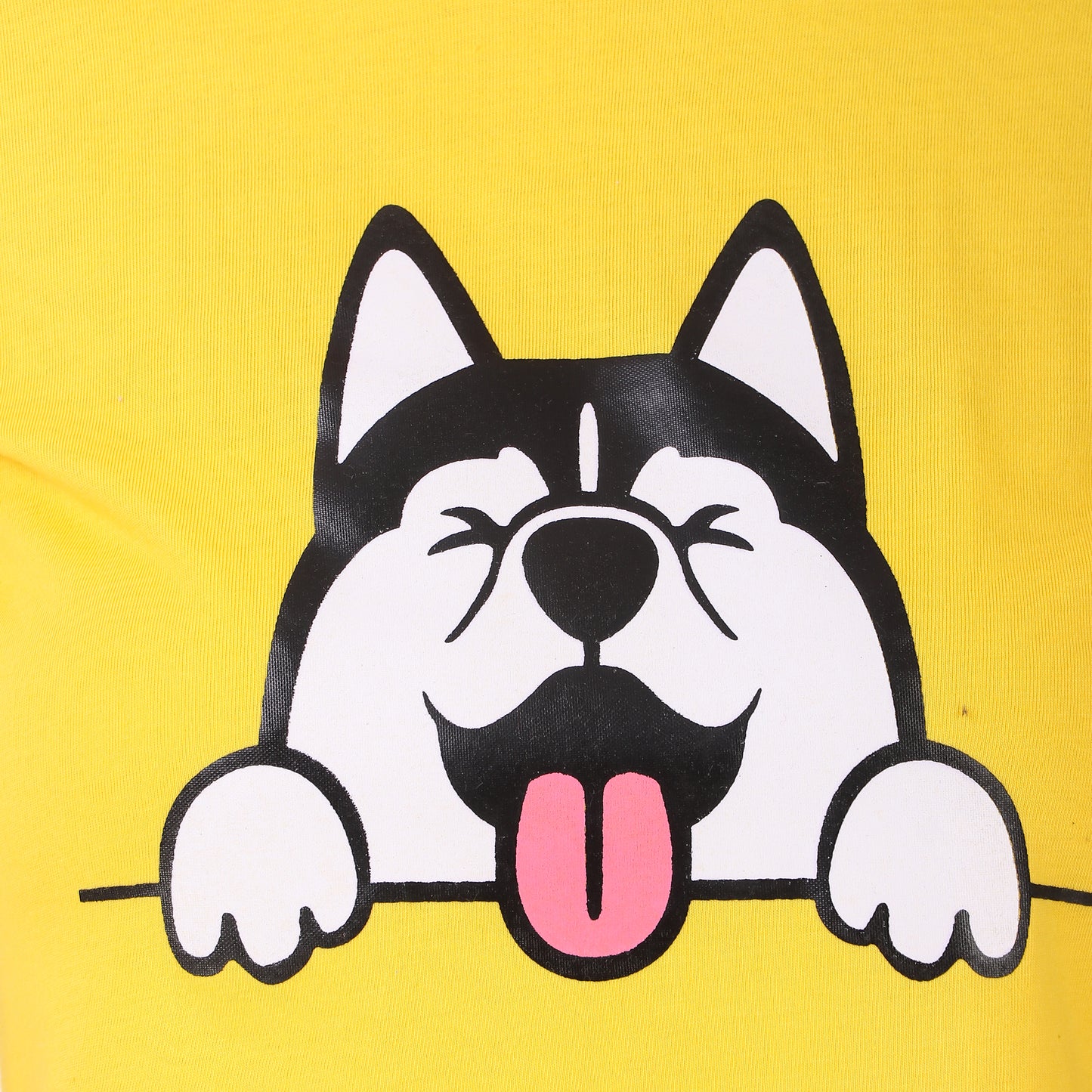 Yellow Coloured Dog Print Trendy Crop Top!!