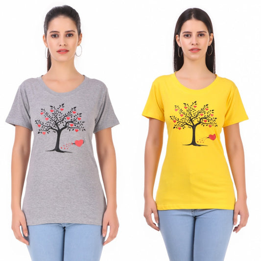 Grey Tree & Yellow Tree Print Combo (2 Tops) Trendy T Shirt!!