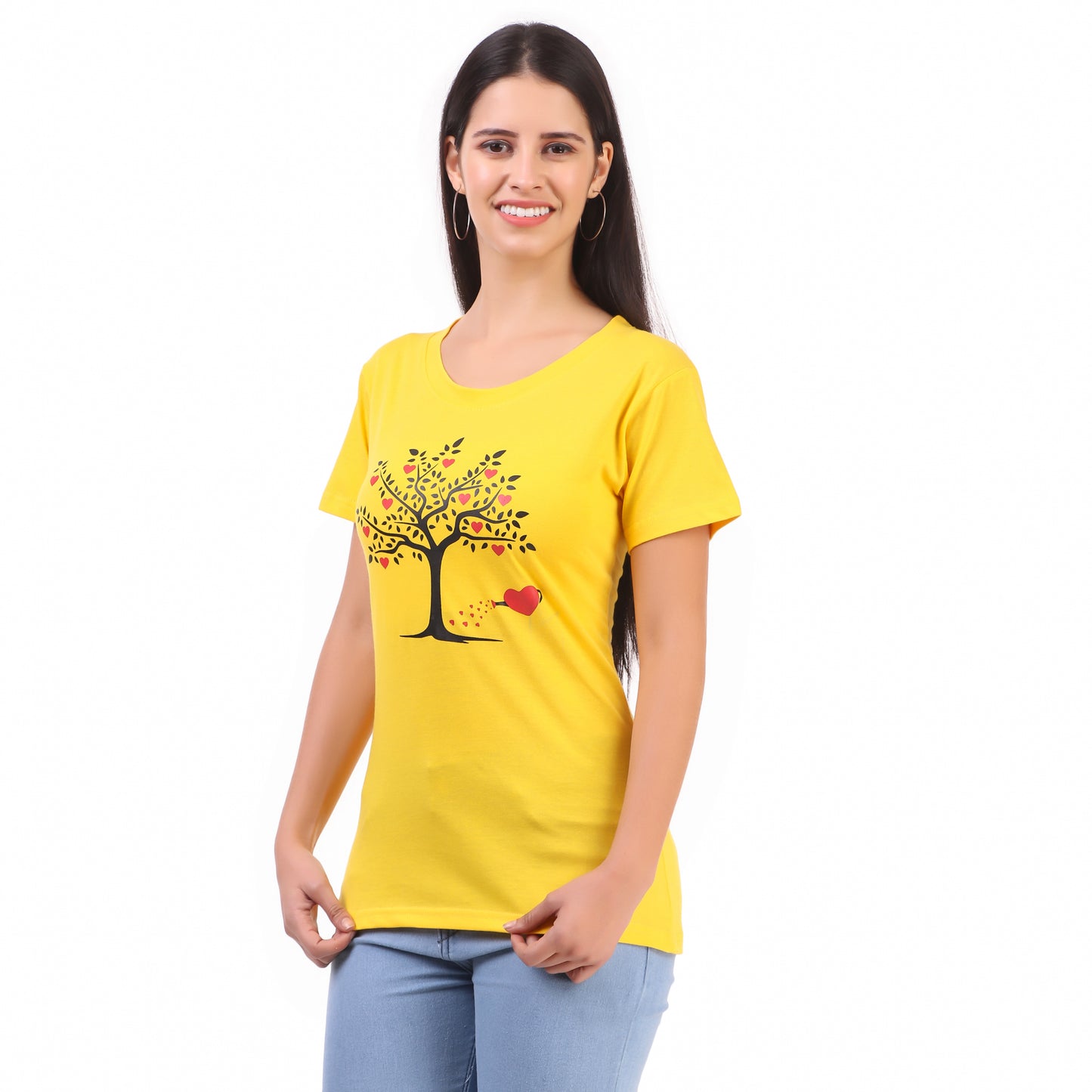 Yellow Tree & Peach Love Print Combo ( 2 Tops) Trendy T Shirt!!