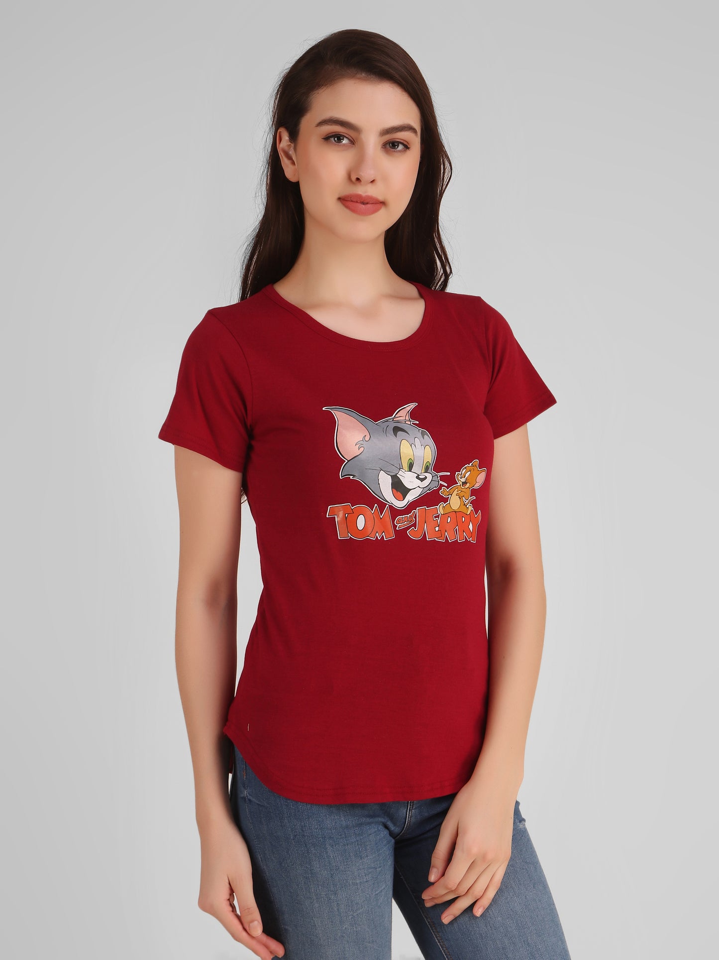 Yellow Tree and Maroon Tom & Jerry Print Combo ( 2 Tops) Trendy T Shirt!!