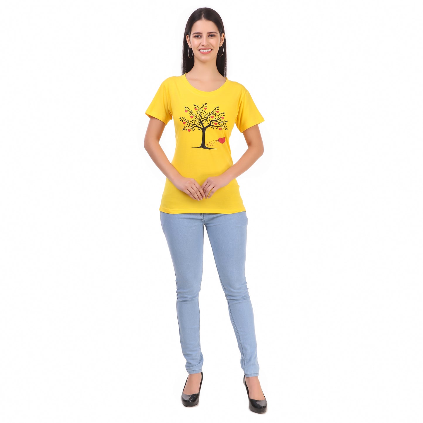 Yellow Tree & Black Love Print Combo ( 2 Tops) Trendy T Shirt!!