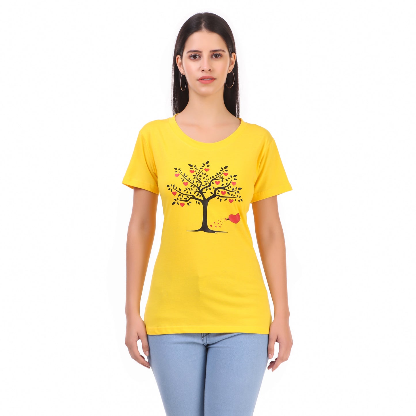 Yellow Coloured Tree Print Trendy T Shirt!!