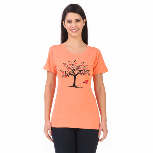 Peach Coloured Tree Print Trendy T Shirt!!