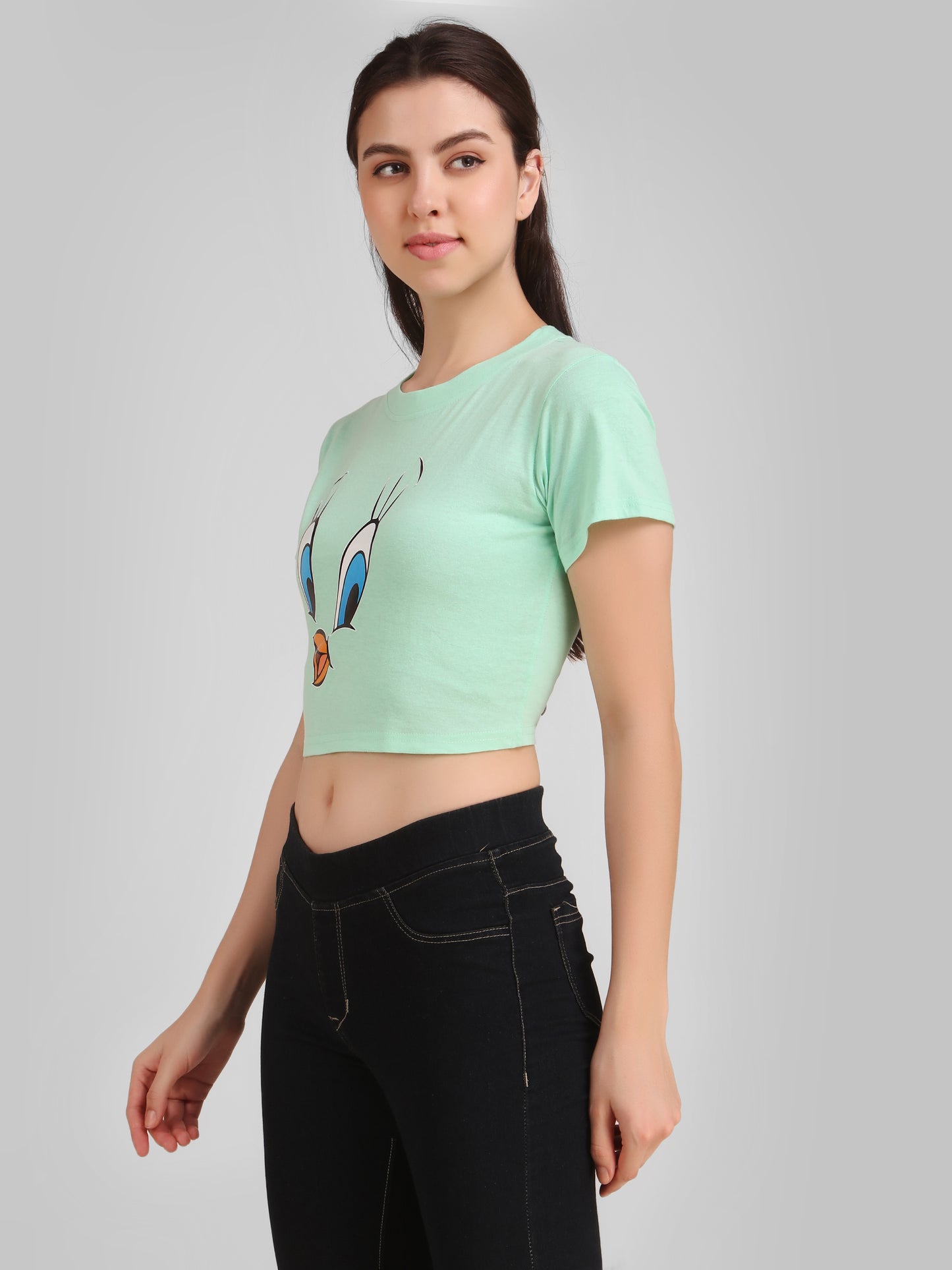 Grey Dog & Green Duck Print Combo(2 Tops) Crop Tops!!