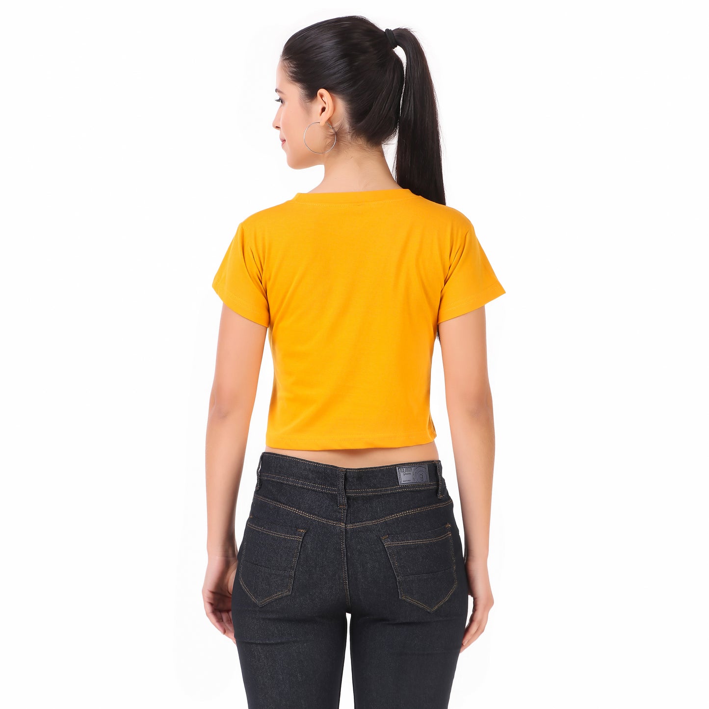 Mustard Dog & Black Crown Print Combo(2 Tops) Crop Tops!!