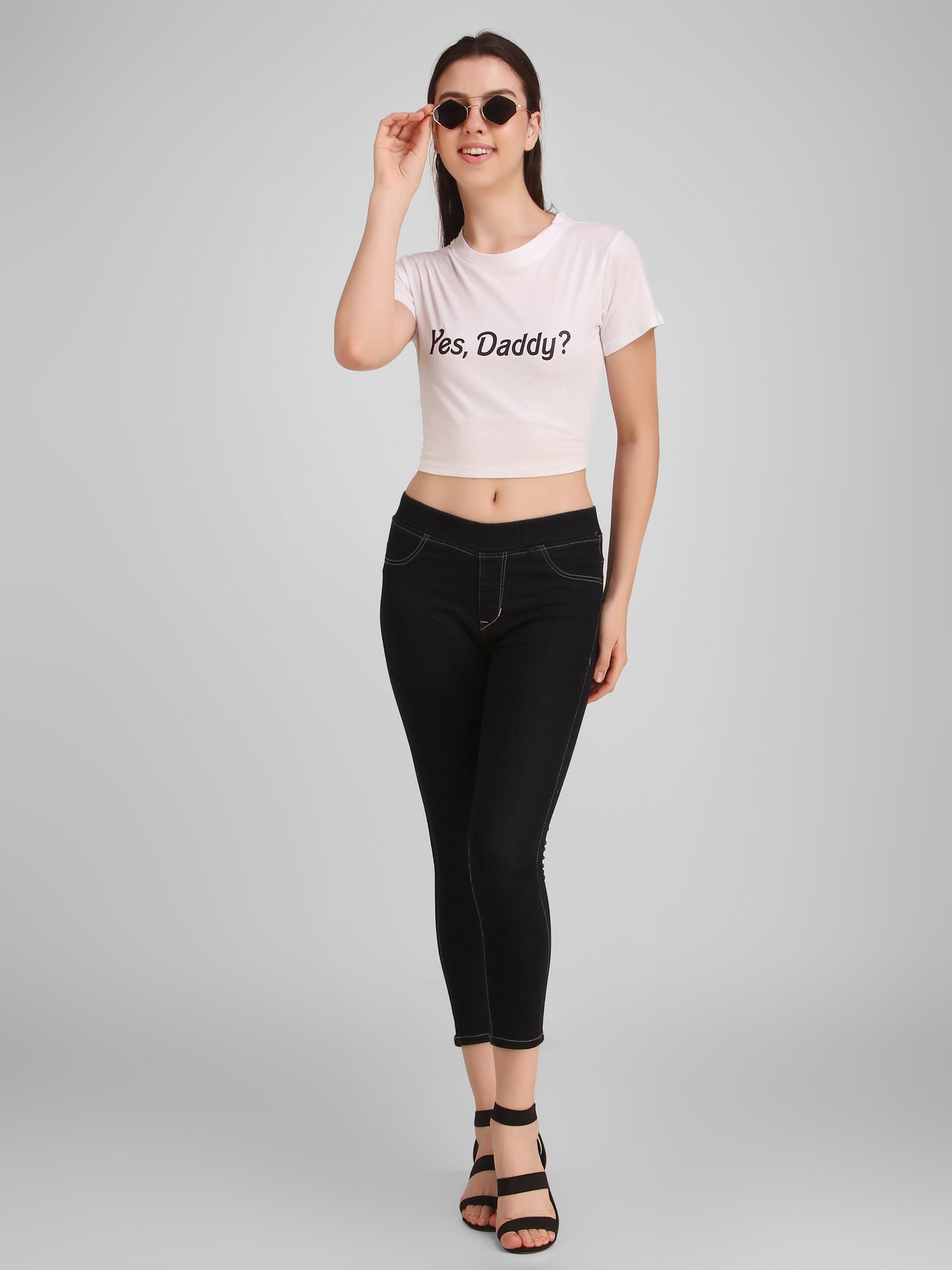 Peach Dog & White Yes Daddy Print Combo(2 Tops) Crop Tops!!