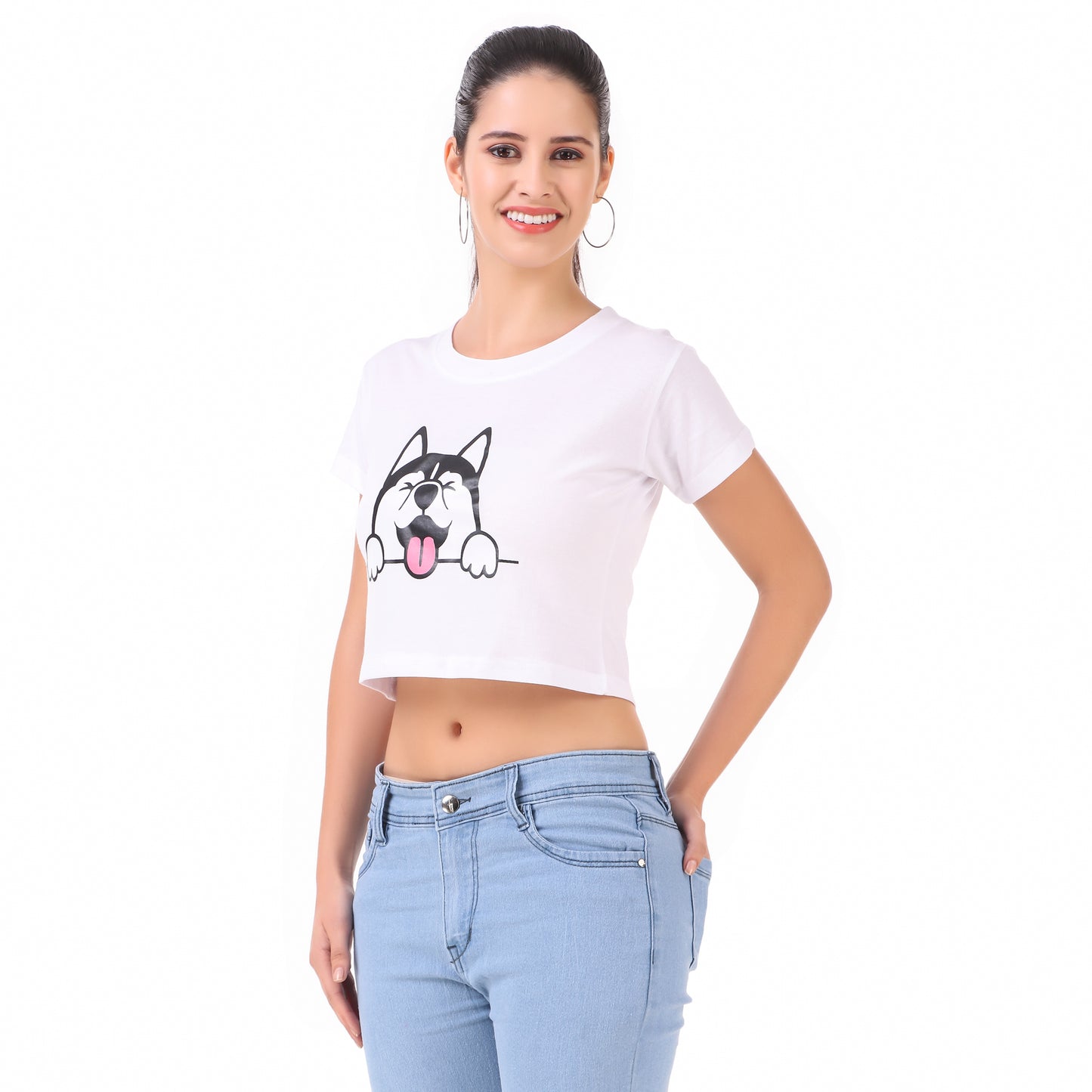 White Dog & Mustard Yes Daddy Print Combo(2 Tops) Crop Tops!!