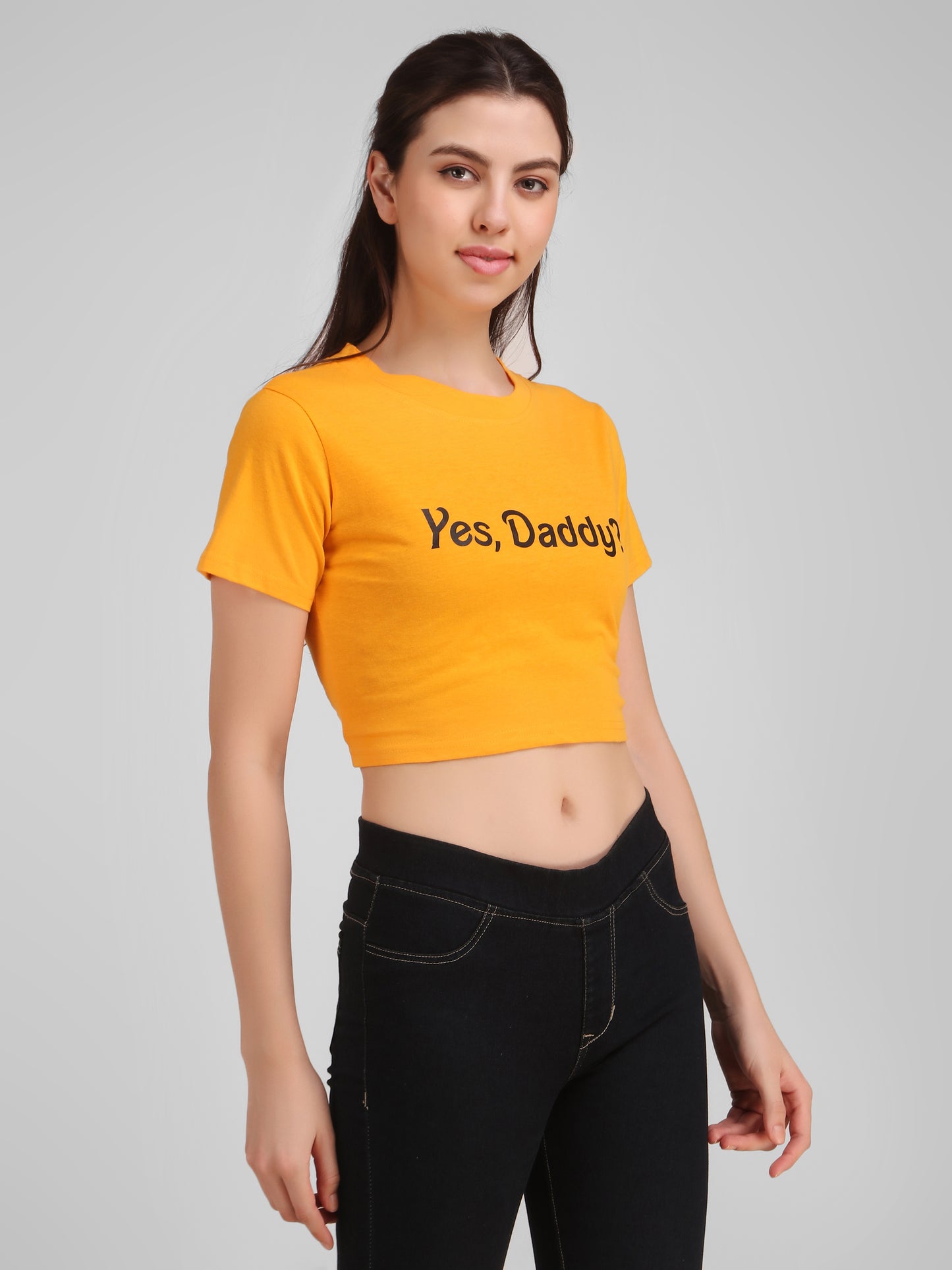 White Dog & Mustard Yes Daddy Print Combo(2 Tops) Crop Tops!!
