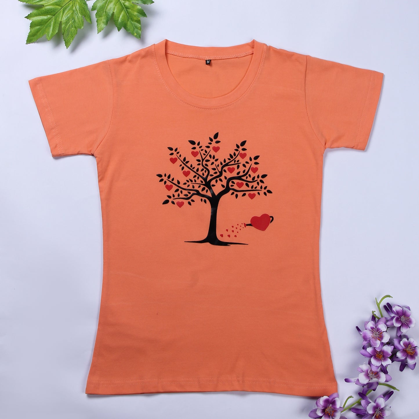 Peach Coloured Tree print Trendy T-shirt!!