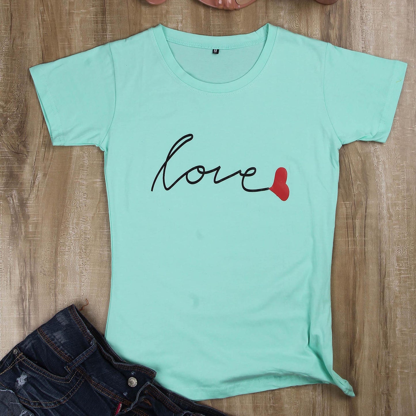 Green Coloured Love print Trendy T-shirt!!