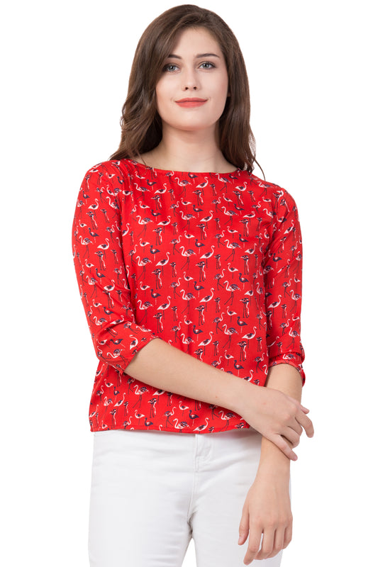 Red Coloured trendy Crepe Top!!