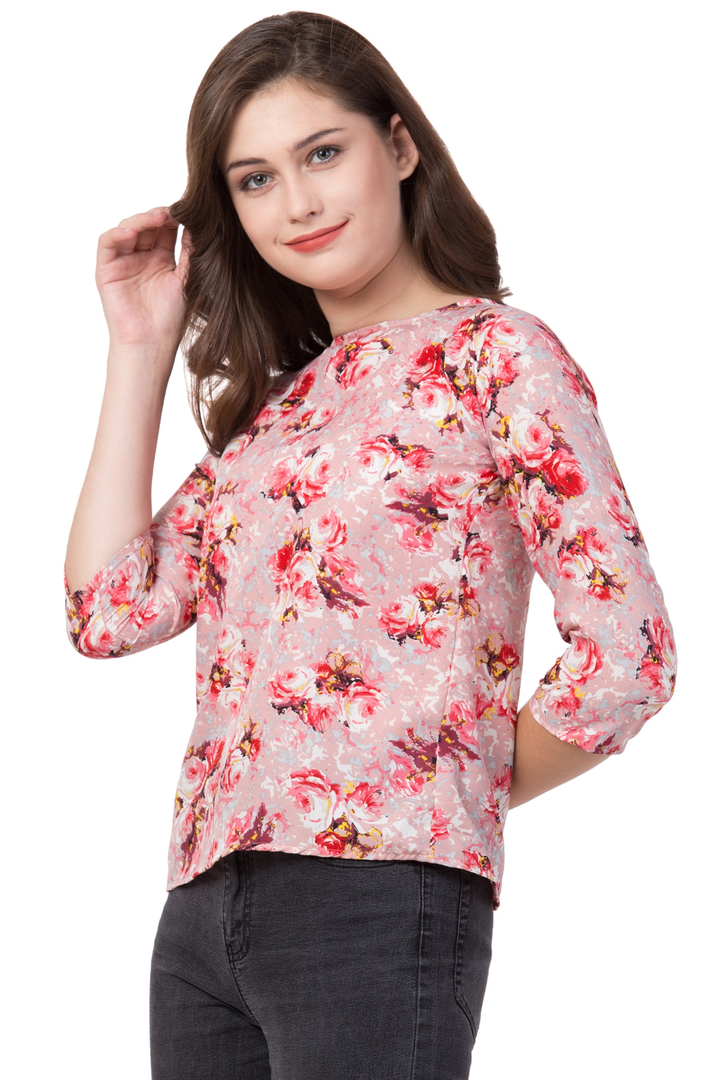 Pink Coloured trendy Crepe Top!!