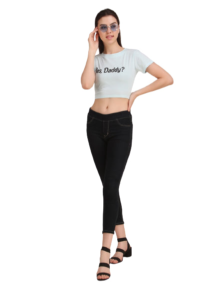 White Duck & Sky Blue Yes Daddy Print Combo(2 Tops) Crop Tops!!
