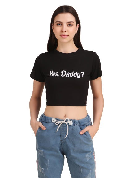 White Duck & Black Yes Daddy Print Combo(2 Tops) Crop Tops!!