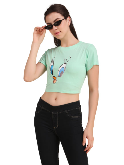 White Duck & Green Duck Print Combo(2 Tops) Crop Tops!!