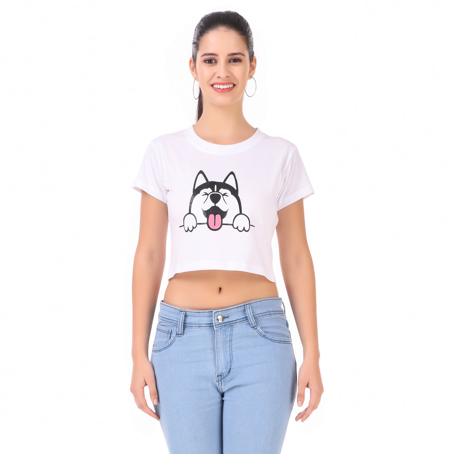 White Duck & White Dog Print Combo(2 Tops) Crop Tops!!