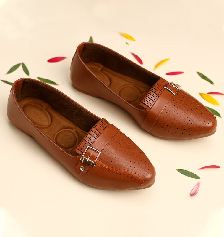 Women's Brown Canvas Solid Pointed Shape  Bellies!!