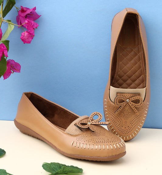 Ladies Brown Handmade Stylish Classic Design Loafers Shoes for Comfort Office and Home Wear!!