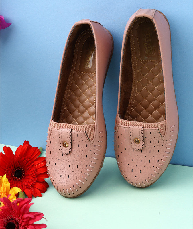 Ladies Brown Handmade Stylish Classic Design Loafers Shoes for Comfort Office and Home Wear!!