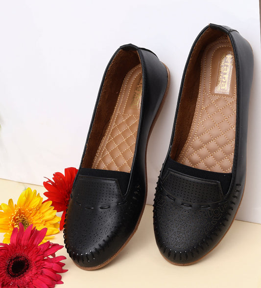 Ladies Black Handmade Stylish Classic Design Loafers Shoes for Comfort Office and Home Wear!!