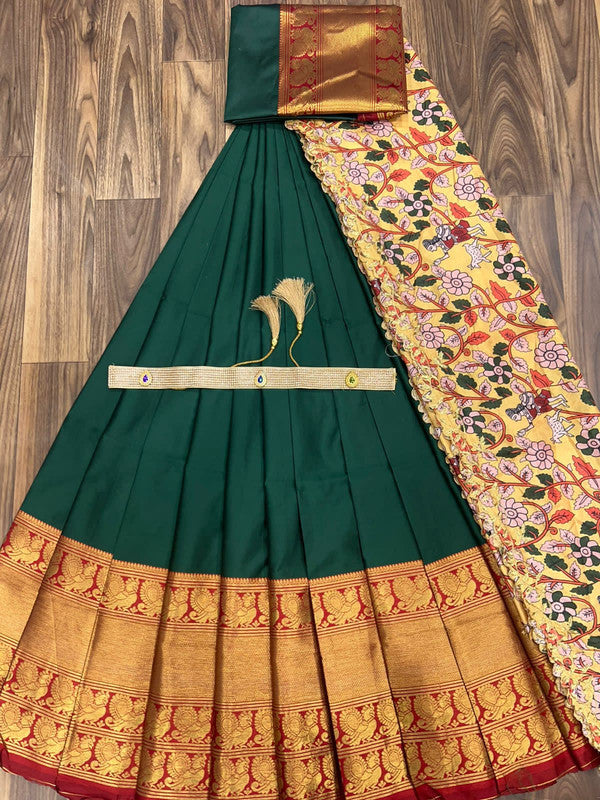 Kanjiveram Silk Zari Lehanga With Blouse Along With Banarashi Silk Duppta!!