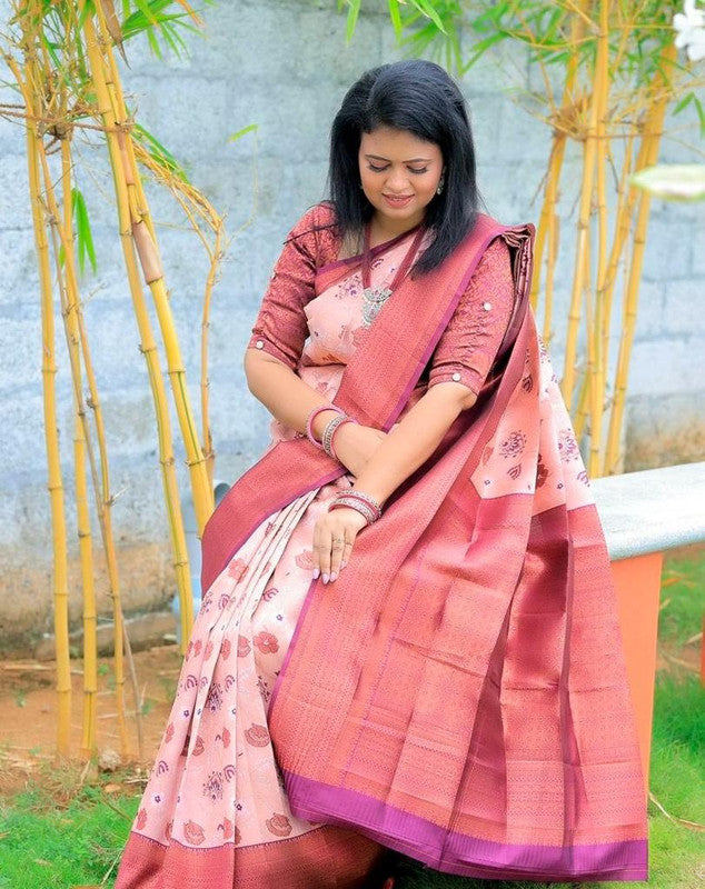 Light Green Traditional Motif Embroidered Designer Silk Saree