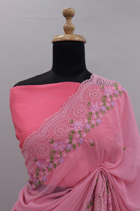 Beautiful Georgett silk Sarees with Embroidery work!!