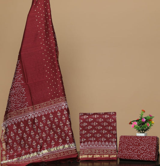 Exclusive CHANDERI SUIT WITH CHANDERI DUPATTA