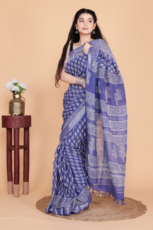 Beautiful Designer Linen  Saree