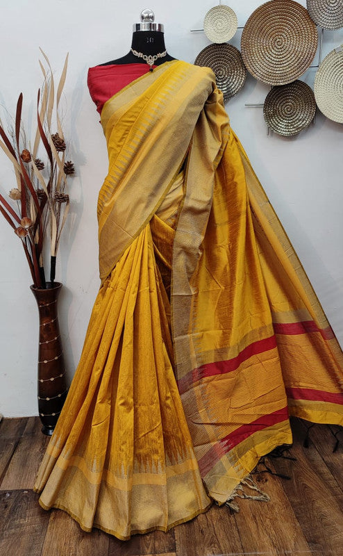 Raw silk weaving saree with Temple woven border!!