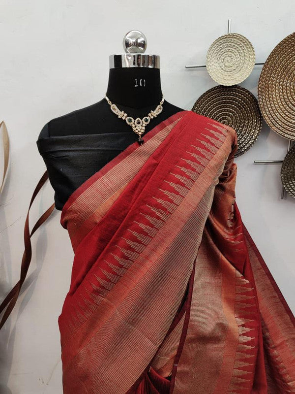 Raw silk weaving saree with Temple woven border!!