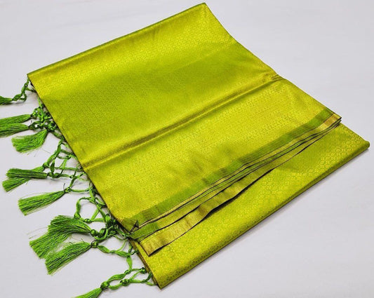 Parrot Green Coloured Soft Silk Jacquard work with Beautiful Rich Pallu Women Party/Daily wear Designer Kubera Pattu Saree with Blouse!!