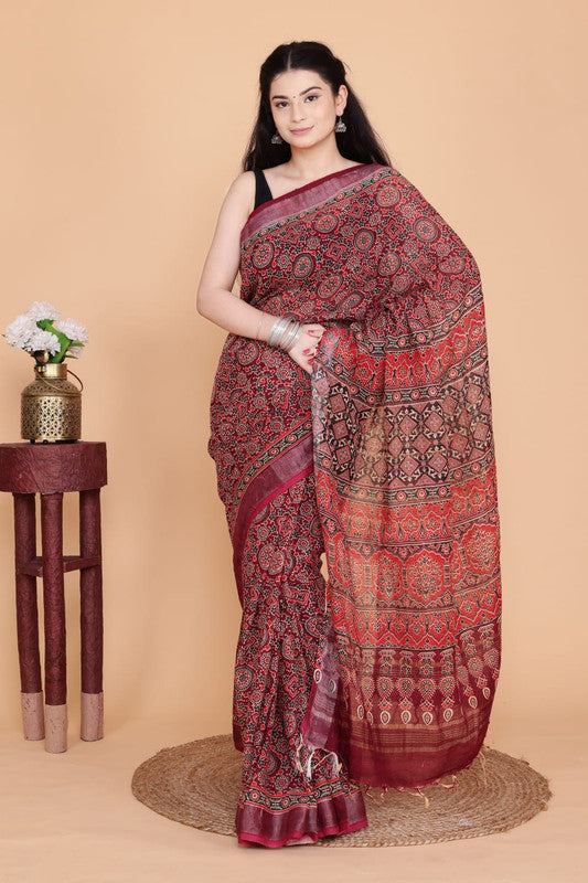 Beautiful Designer Linen  Saree